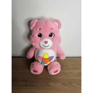 Care Bears 2022 Pink True Heart Plush Stuffed Animal Bear with Star Heart Belly